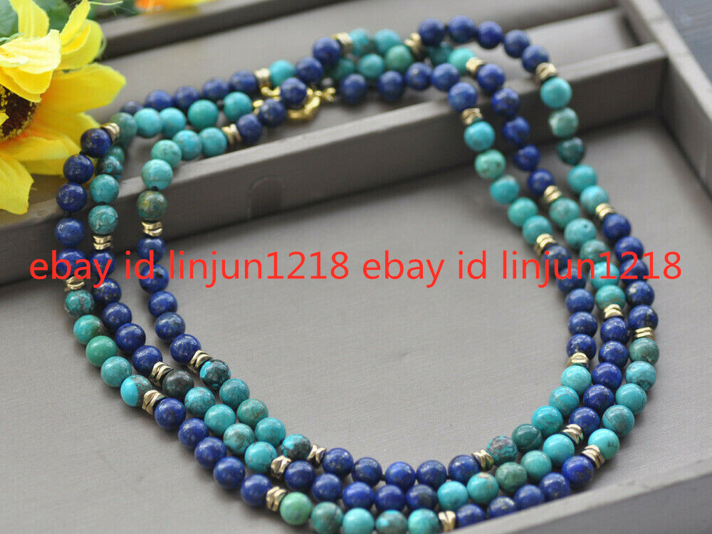 8mm Round Green Turquoise Blue Lapis Lazuli HematiteBeads Necklace 18-50 in