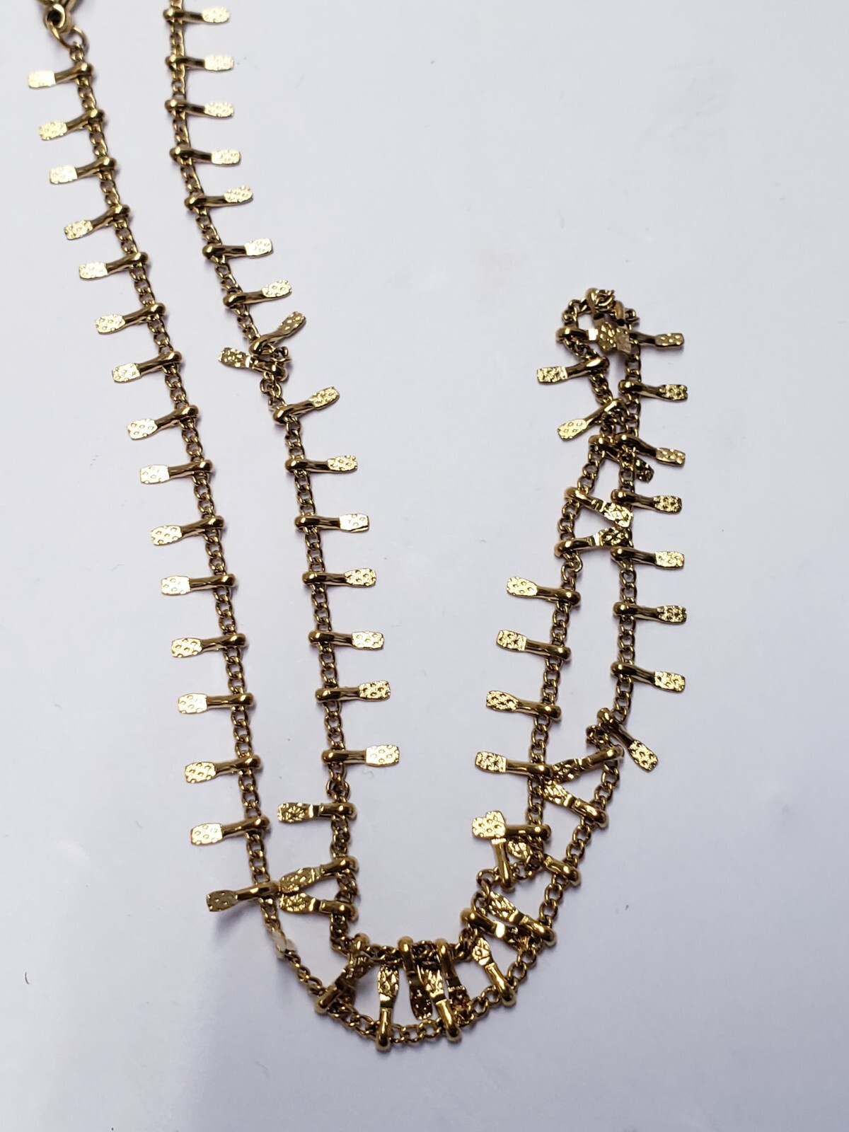 Slide Jewelry Gold Plated Stainless Steel GOLD TONE TASSLE NECKLACE 15.5″ + 2″