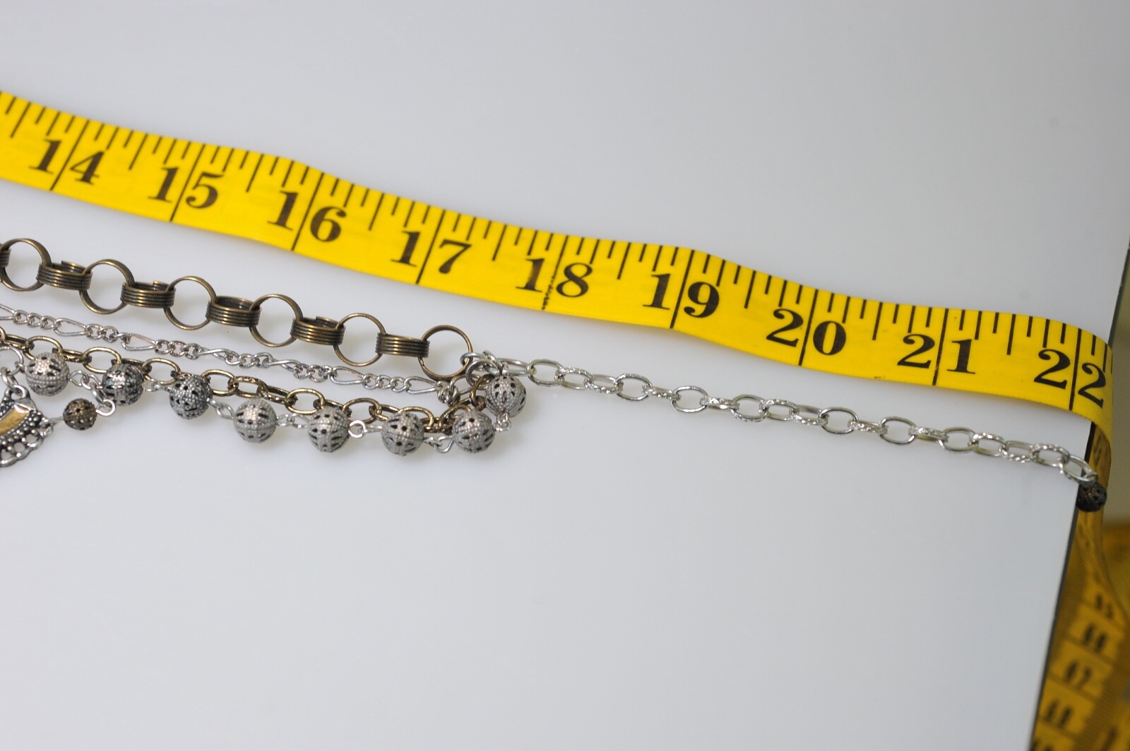 Treska Multi Chain Charm Necklace 2 tone layered statement boho 1 missing ball