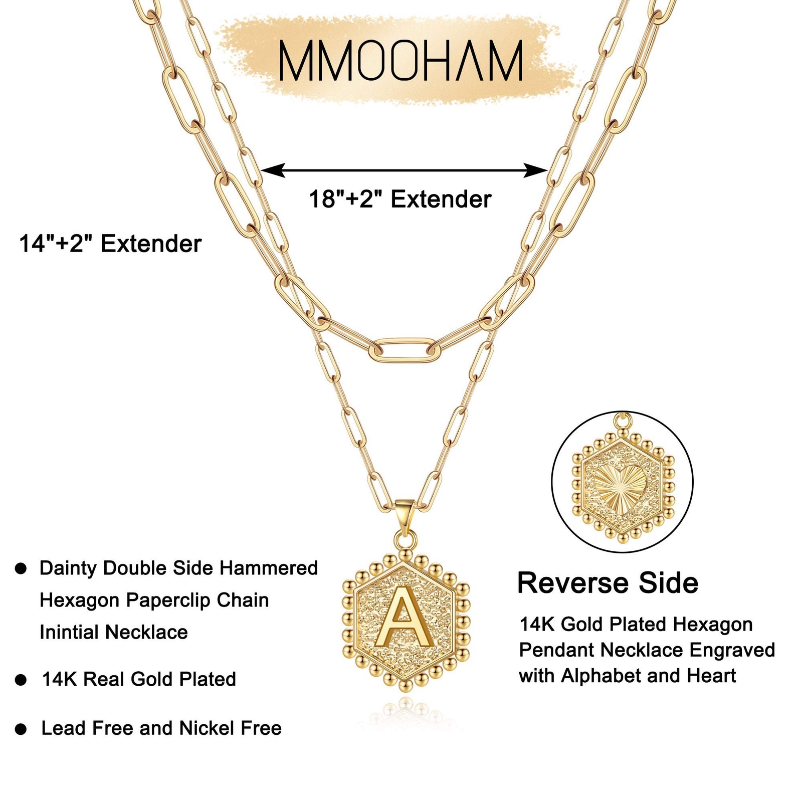 M MOOHAM Dainty Gold Necklace for Women – 14K Solid Gold Over Layering Neckla…