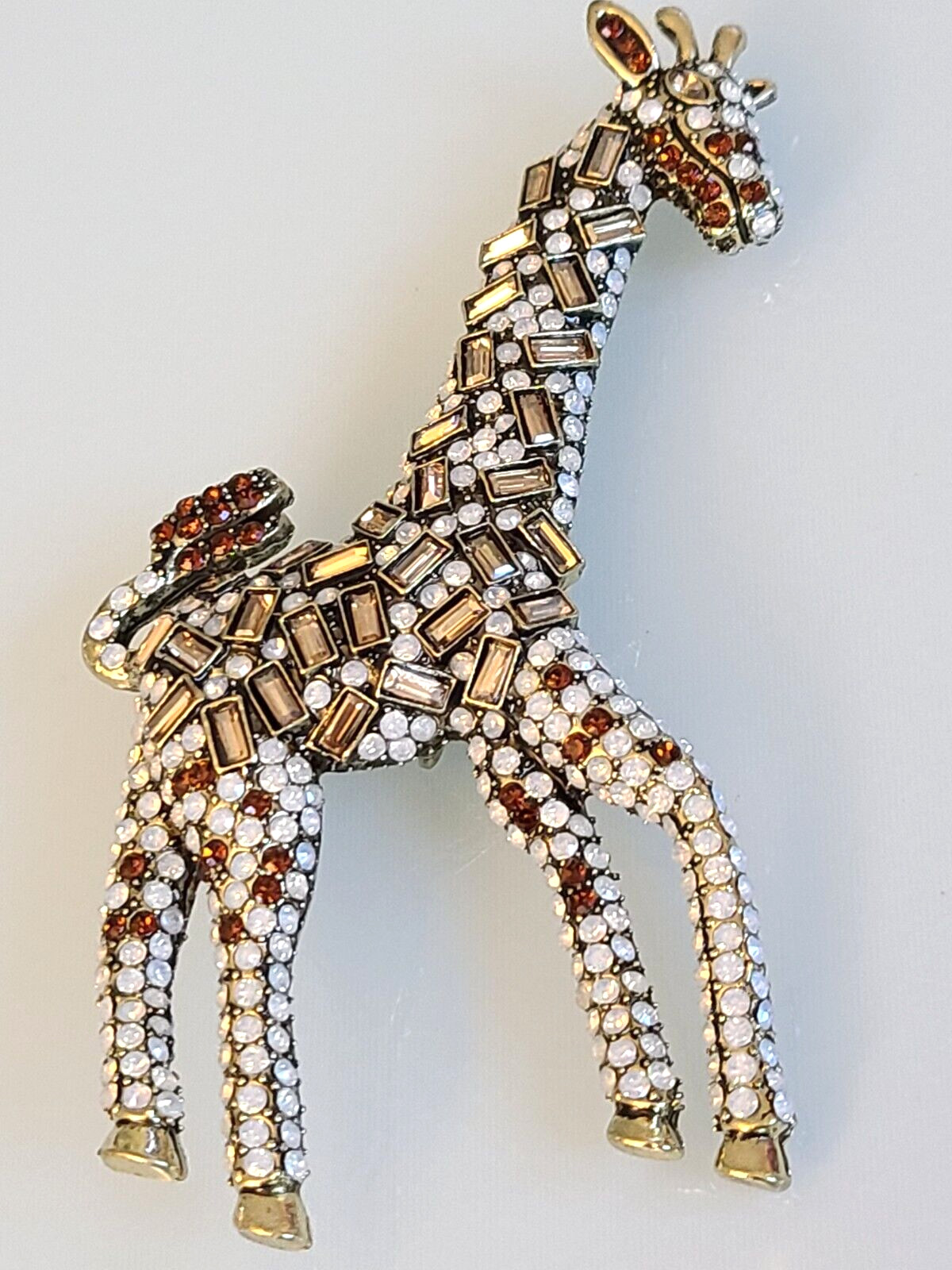 SALE WOWSER HUGE 4 1/4 INCH DESIGNER STYLE UNSIGNED GIRAFFE BROOCH PIN BEAUTY