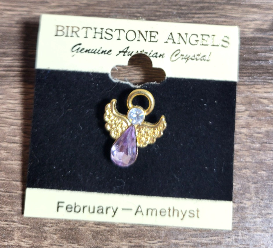 FEBRUARY BIRTHSTONE GUARDIAN ANGEL FASHION PIN FREE MINI PIN NEW GOLD OR SILVER