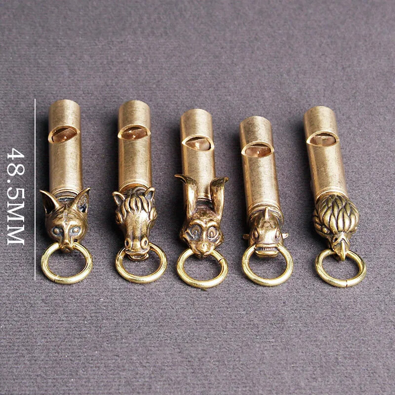 Retro Handmade Whistles Pendants Copper High Pitch Pure Brass Animal Avatars