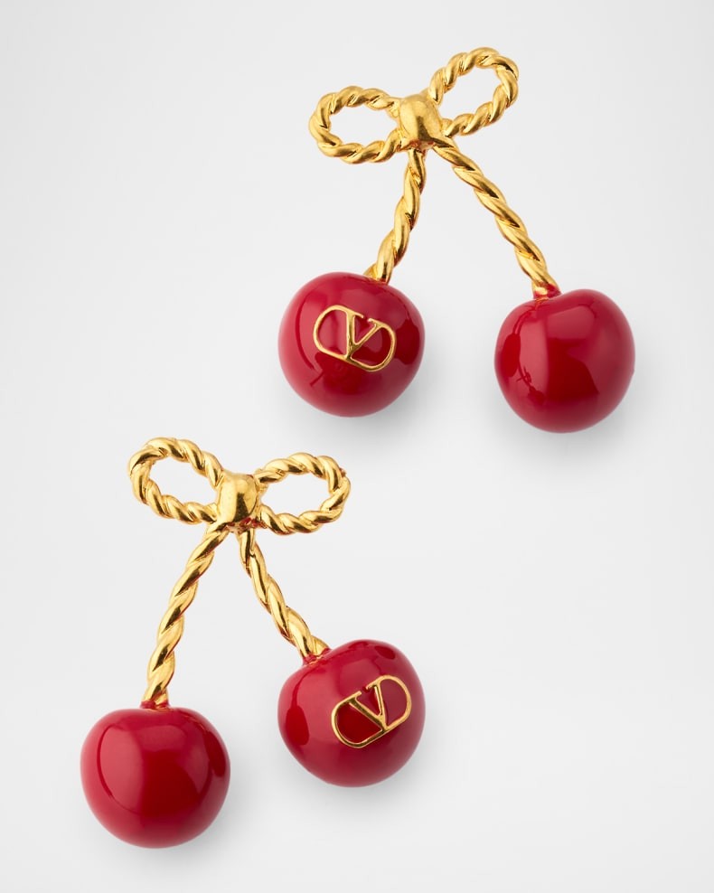 Valentino Cherryfic Metal and Enamel Earrings