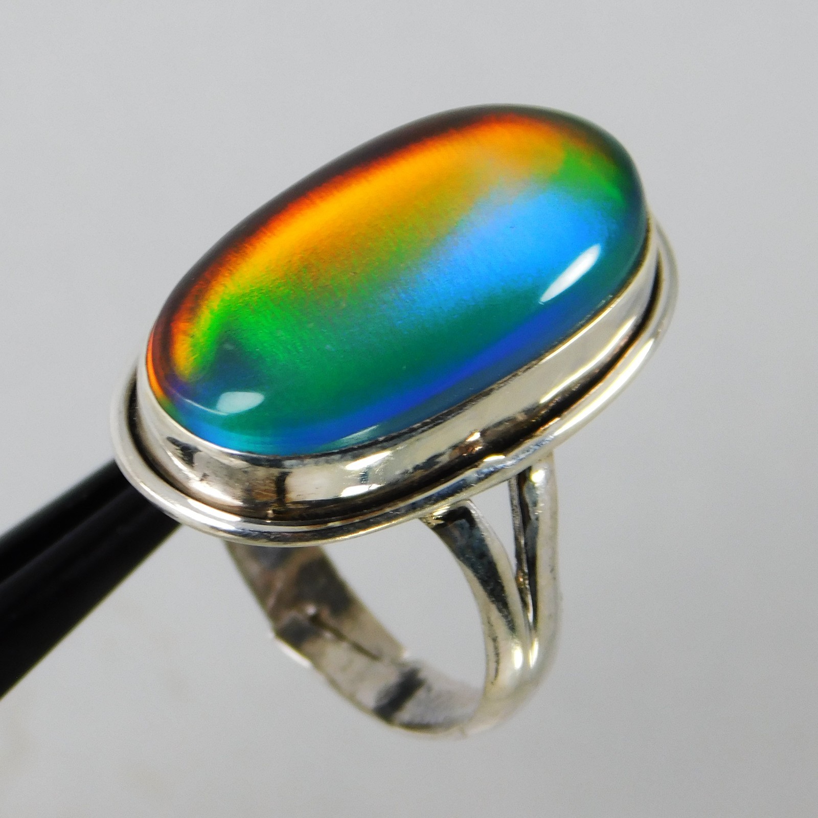 Natural Aurora Opal 20×10.5 mm 925 Sterling Silver Ring Fine Jewelry Gift ~