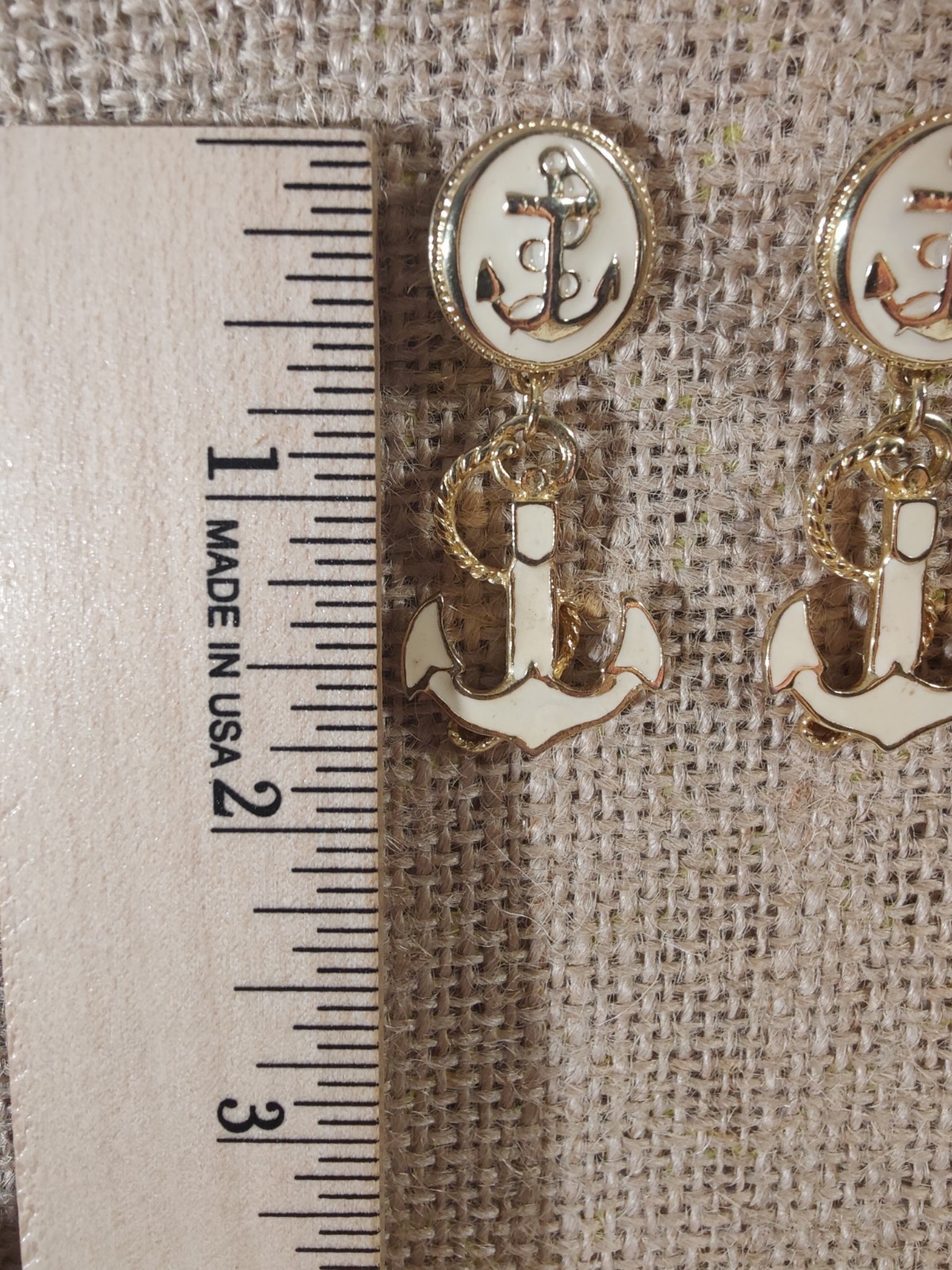 Park Lane Earrings Anchors Cream Color Enamel Gold Tone Post For Pierced Ears