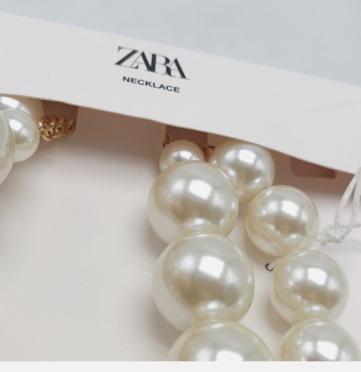 Zara 2-Pack White Pearl Beaded Statement Necklaces
