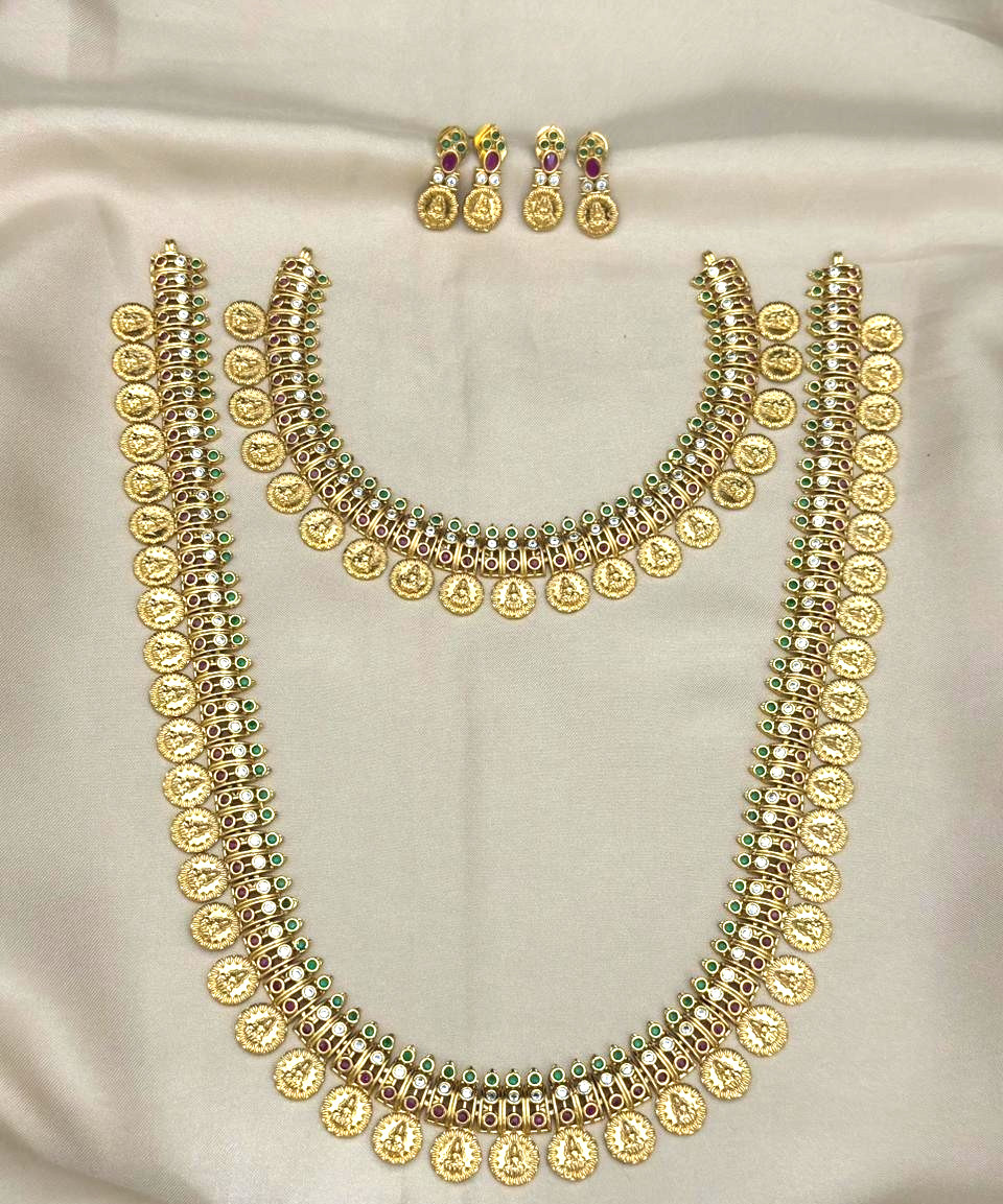 Traditional Lakshmi Kasu bridal necklace set