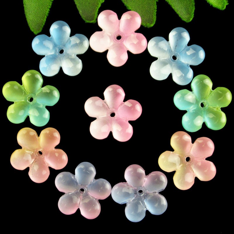 10Pcs Multicolor Crystal Flower 21x5mm Pendant Bead C554