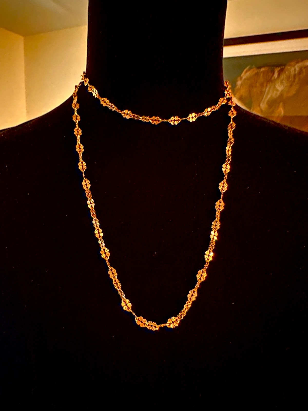 BRONZE MILOR ITALY FLORAL LONG LINK ROSE GOLD TONE NECKLACE
