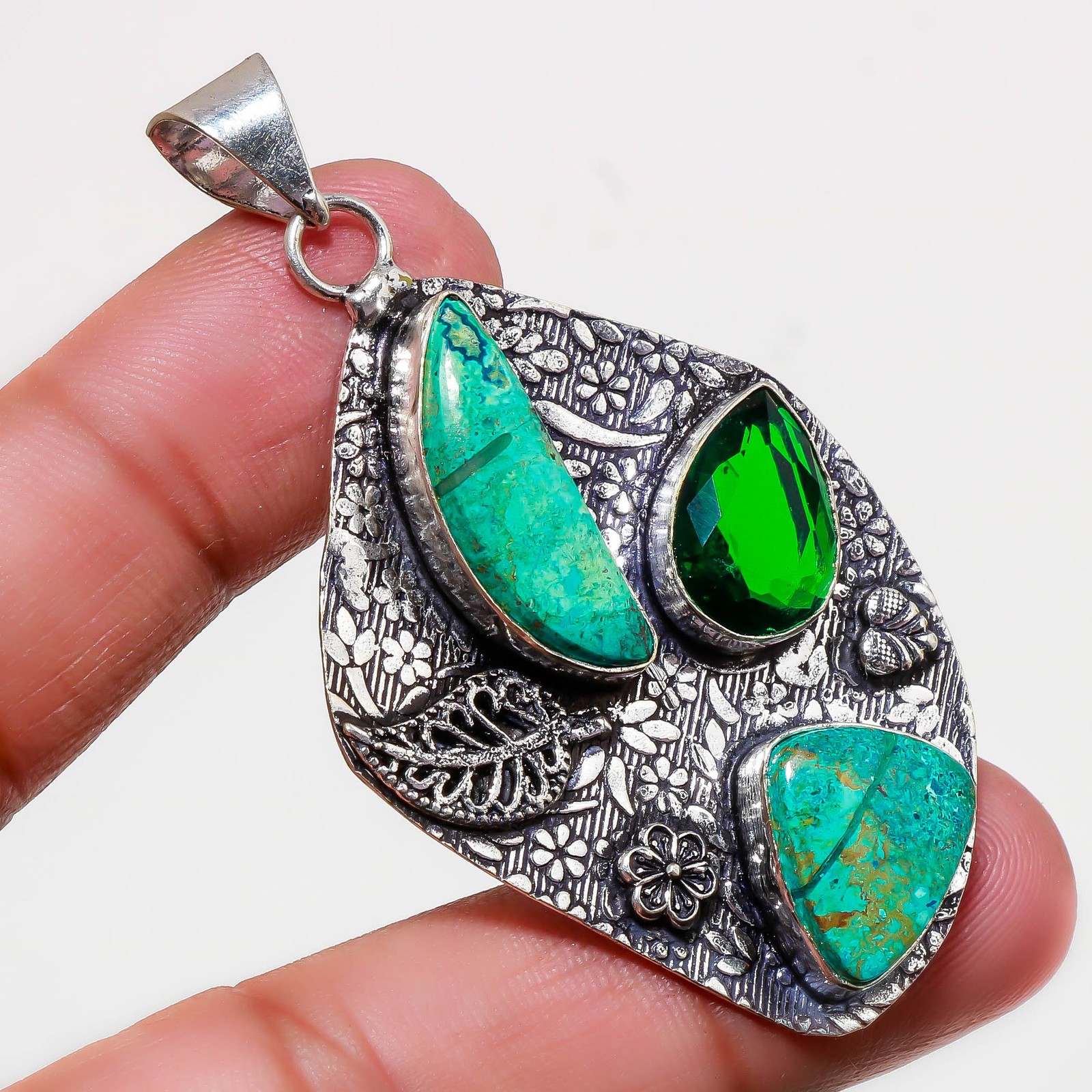 Shattuckite Chrome Diopside Gemstone Pendant Handmade Gift Jewelry 2.80″ FP 531