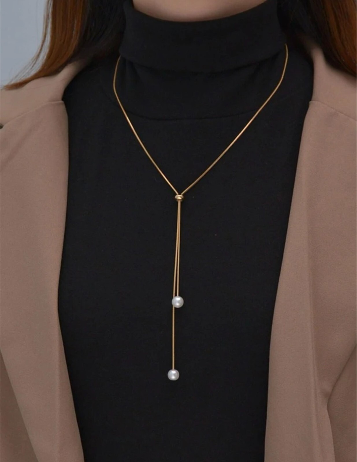 FAUX PEARL DECO Y LARIAT ADJUSTABLE NECKLACE JEWELRY COLOR GOLD & SILVER