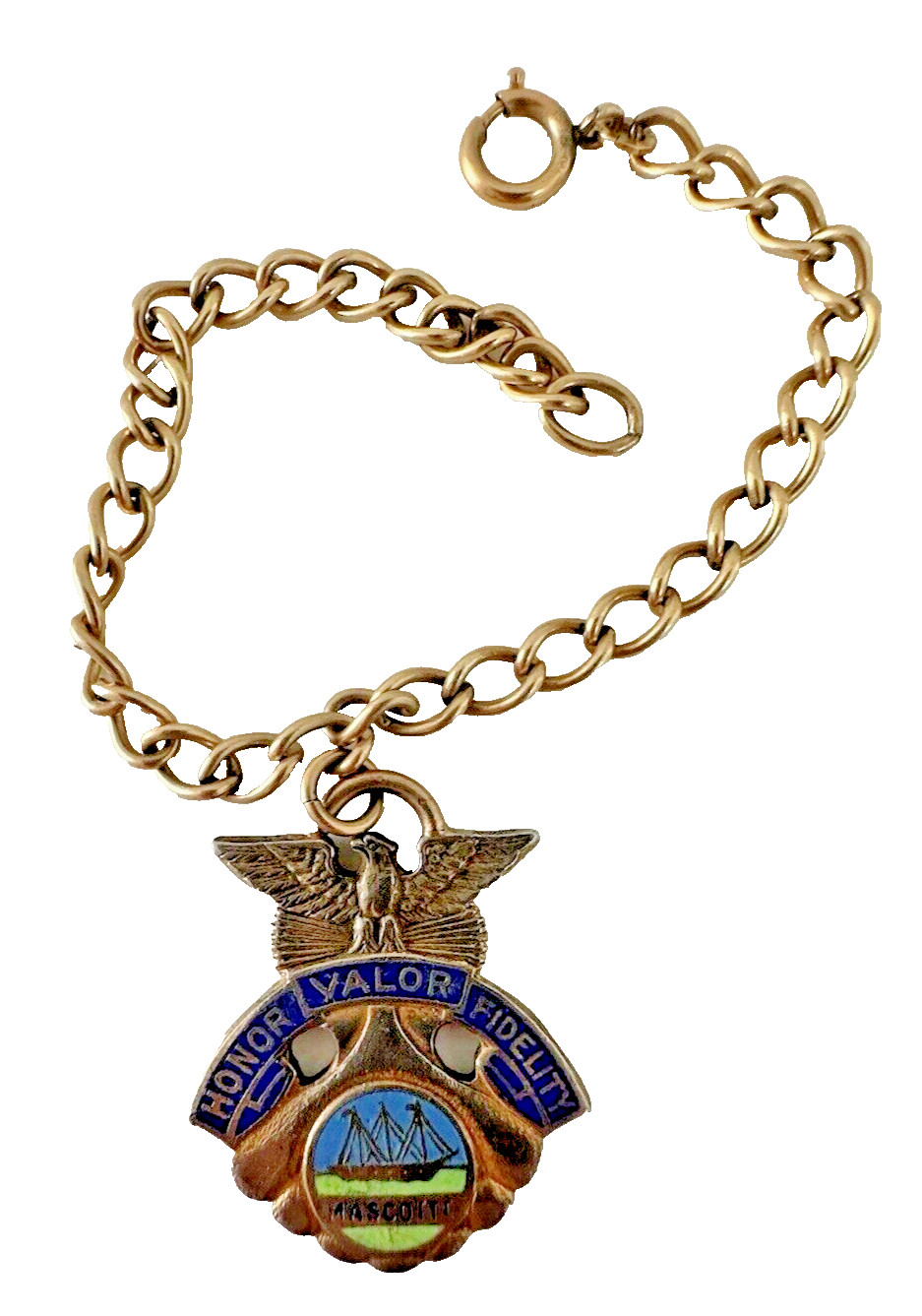 Bracelet Mascotte Charm Honor Valor Fidelity N S Meyer New York Medal 7″ VTG