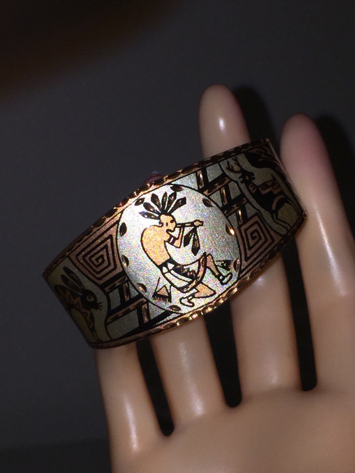 ADJUSTABLE TRIBAL COPPER~STAINLESS CARVED CUFF~PANEL BRACELET