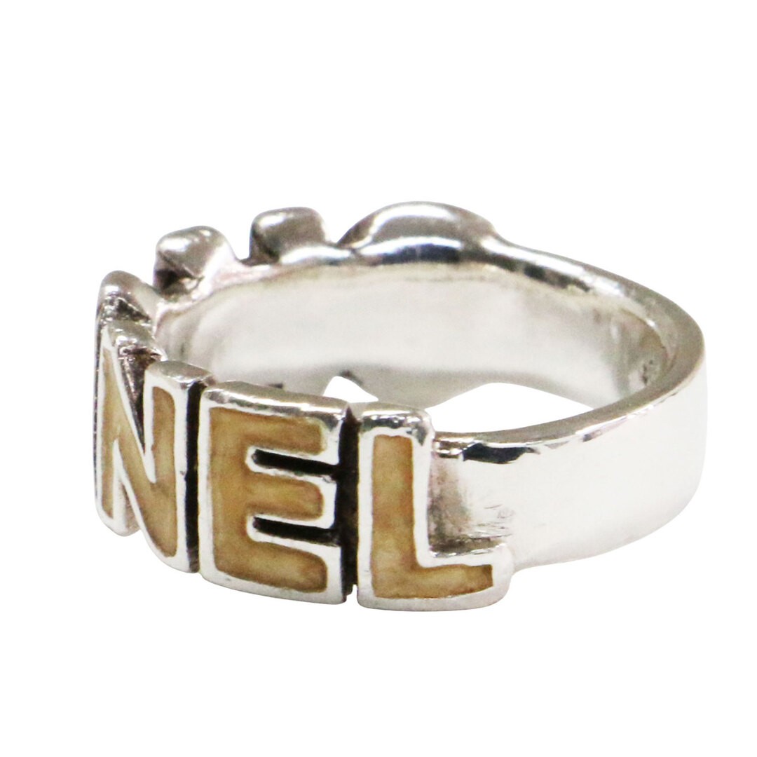 CHANEL Ring Size:12 Logo Metal Vintage 00t Engraved Silver Accessory Used BEEG-0