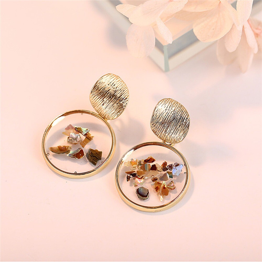 Fashion Geometric Irregular Shell Statement Acrylic Dangle Stud Earrings Jewelry