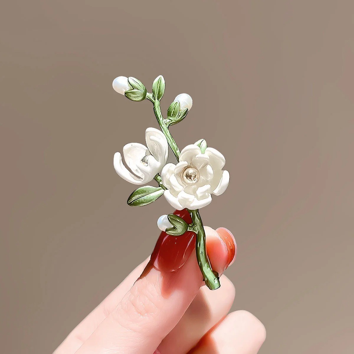 Women Vintage Flower Pearl Brooches Pins Enamel Plant Pin Corsage Badges Jewelry