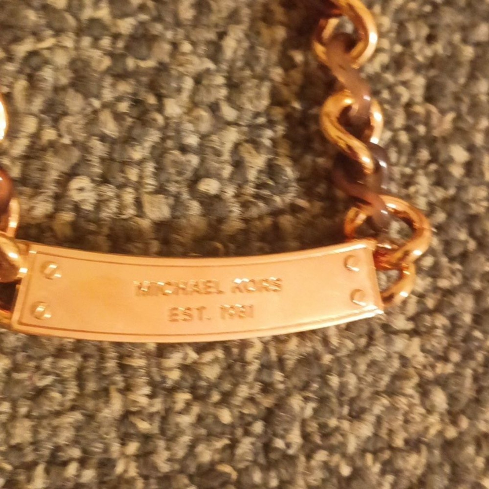 Michael Kors rose gold tortoise shell rhinestone statement necklace