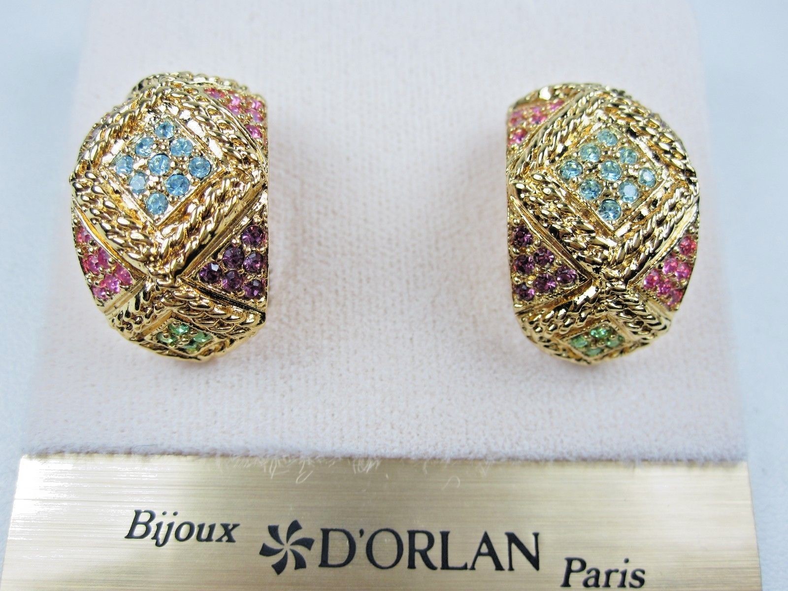 D’Orlan Gold Plated Pierced Earrings with Pastel Swarovski Crystals – 1142