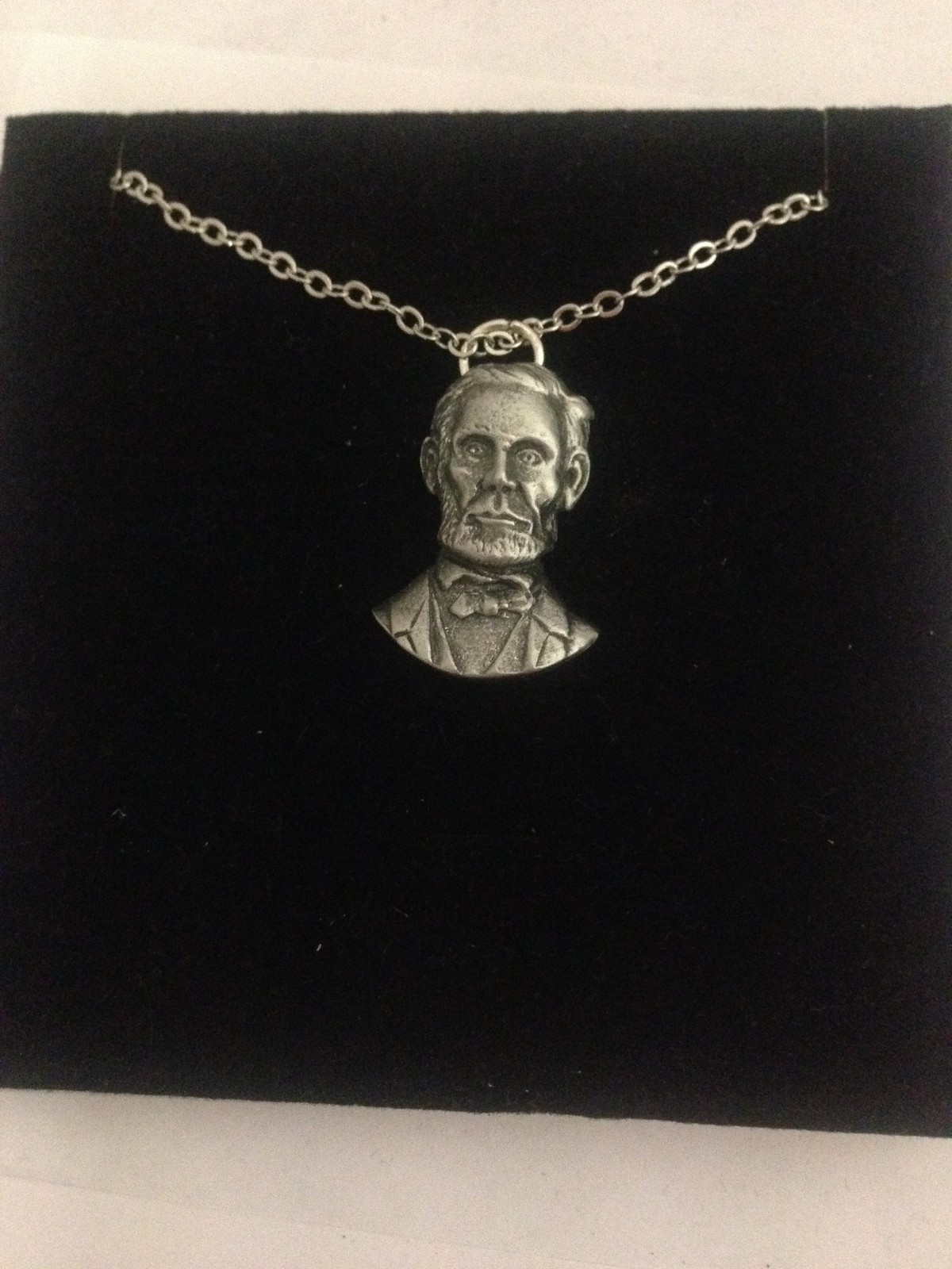 Abraham Lincoln R50 Emblem Silver Platinum Plated Necklace 18″