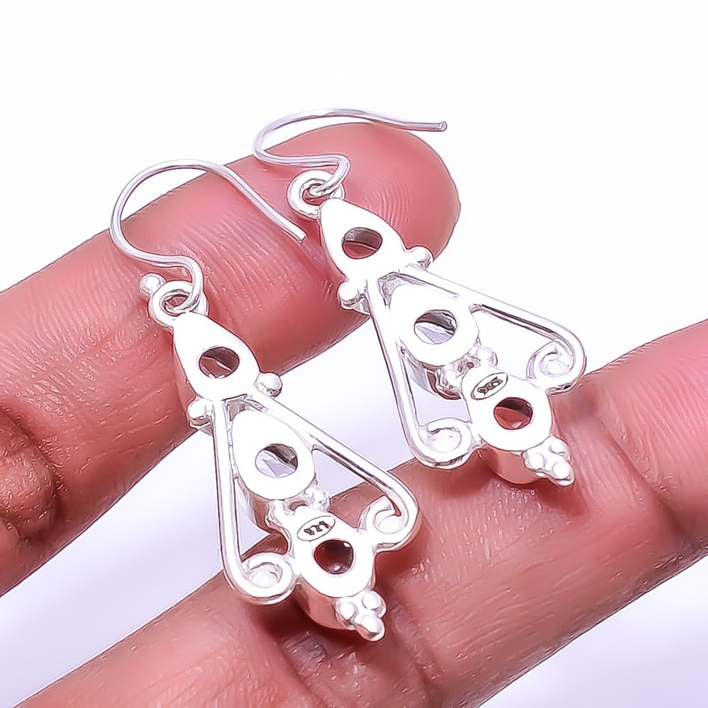 White Topaz Multi Collet 925 Sterling Silver Earring 1.95″ E21, Christmas Gift