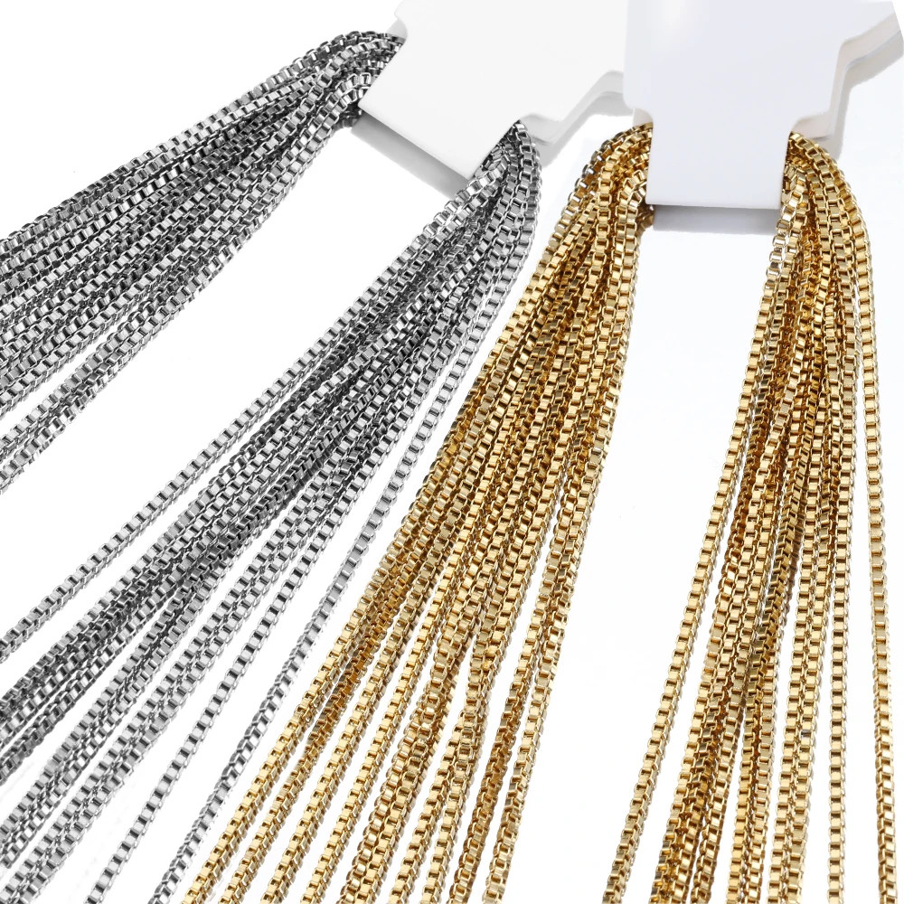 10Pcs Stainless Steel Bead Chain Necklace DIY Jewelry Making Lobster Clasp 45cm