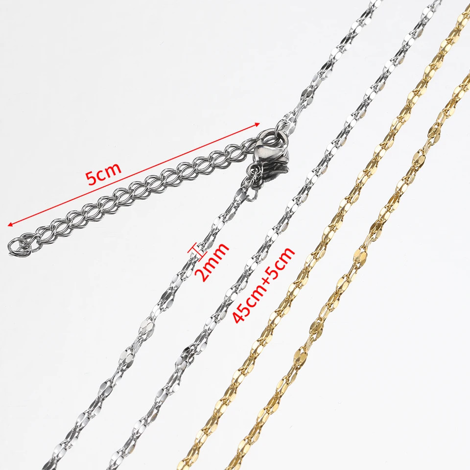 10Pcs Stainless Steel Bead Chain Necklace DIY Jewelry Making Lobster Clasp 45cm