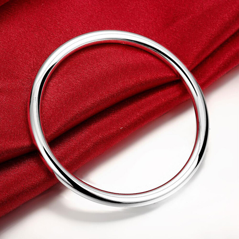 Women’s 925 Sterling Silver Filled Solid 5.5mm Round Bangle Bracelet Stunning
