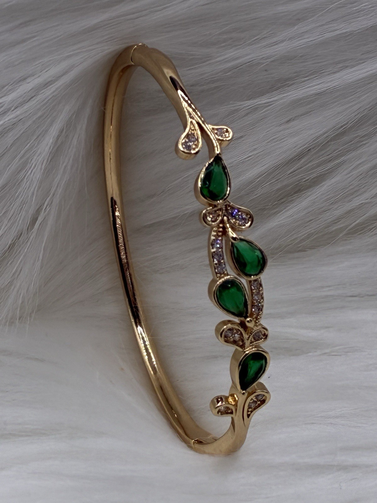 Gold Plated Cuff Bangle Bracelet Cubic Zirconia Women Any Occasion Fancy Elegant