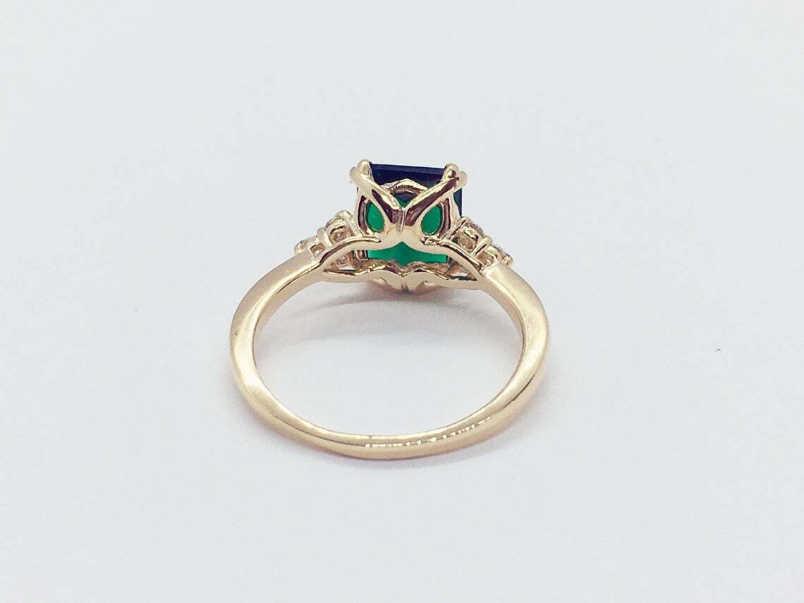925 Sterling Silve Emerald Gemstone Band Ring May Birthstone,Statement Ring
