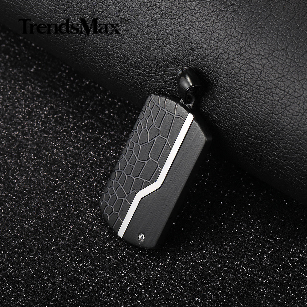 Silver Black Stainless Steel Dog Tag Pendant Necklace Military Box Chain Jewelry