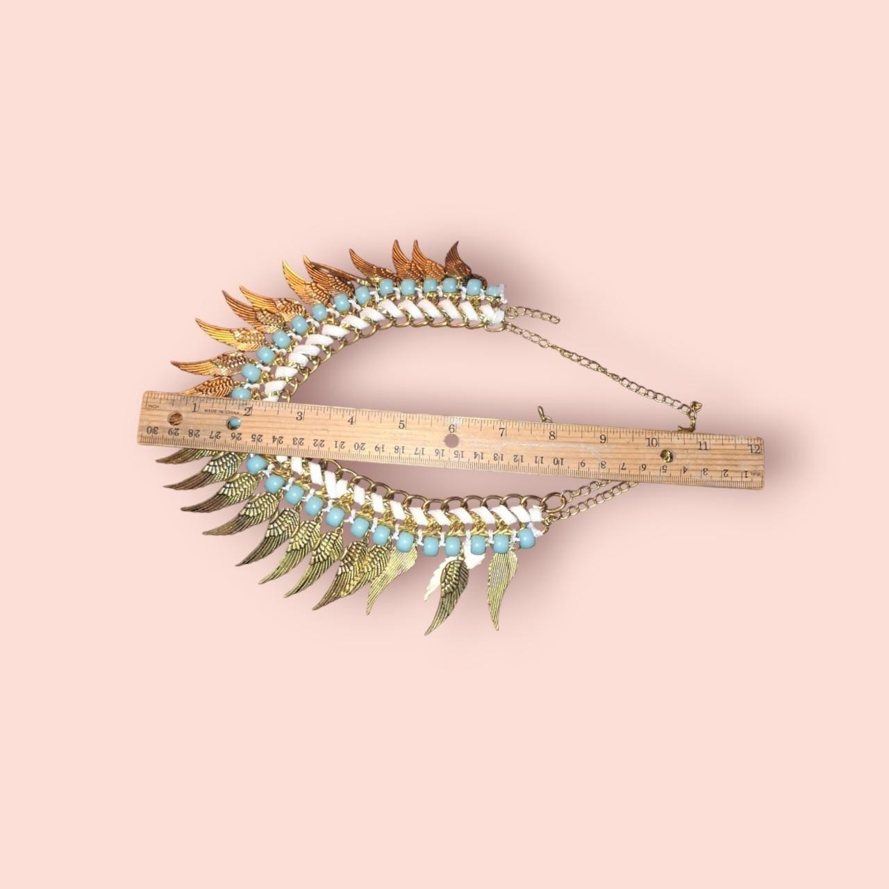 Gold and blue statement bib necklace #festivalvibes #boho #beaded