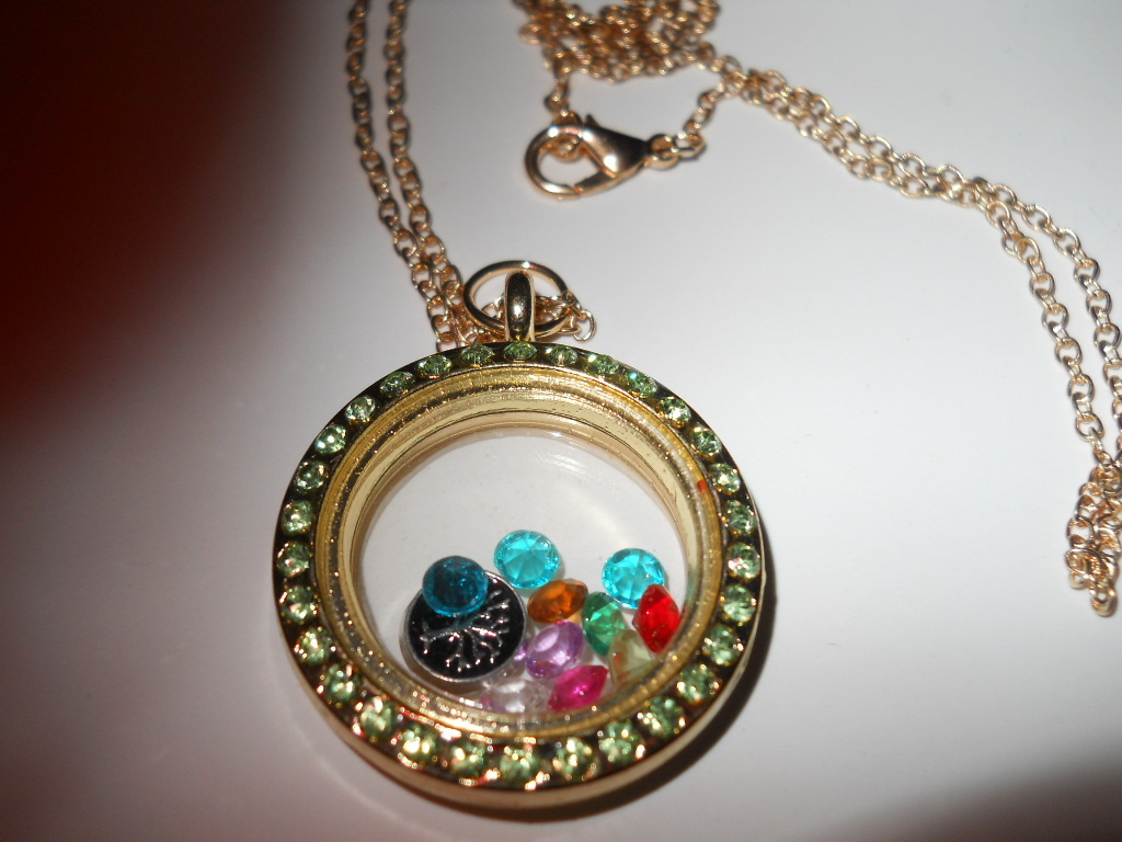 New Without tags Pendant Round Gemstone Gift Living Memory Charm Locket D 20″
