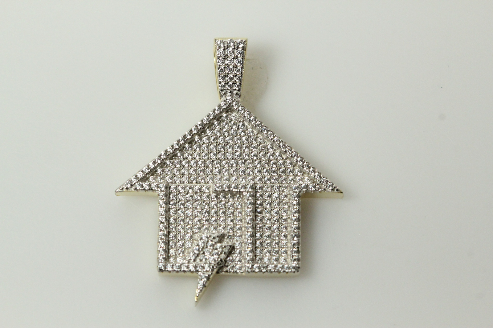 Yellow Gold Plated 925 Sterling Silver CZ House Pendant 10.2 Grams (PEN7816)
