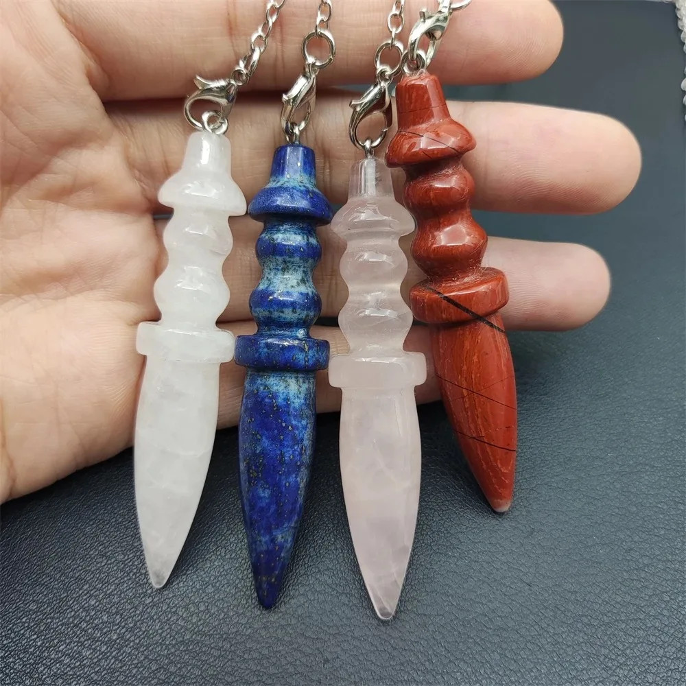 Natural Stone Crystal Pendulum Quartz Amethyst Onyx Pendant X130