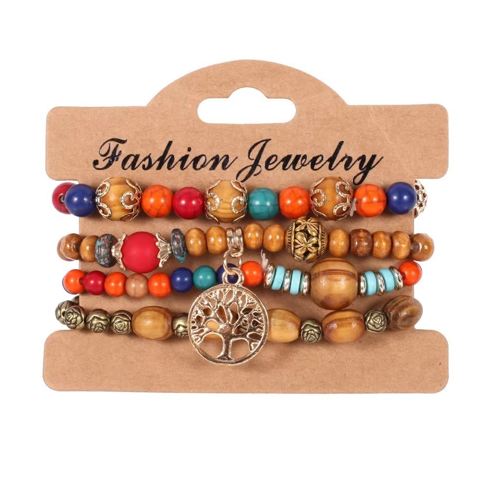 Boho Crystal Beaded Bracelet Set Colorful Stackable Bracelets Women Girls