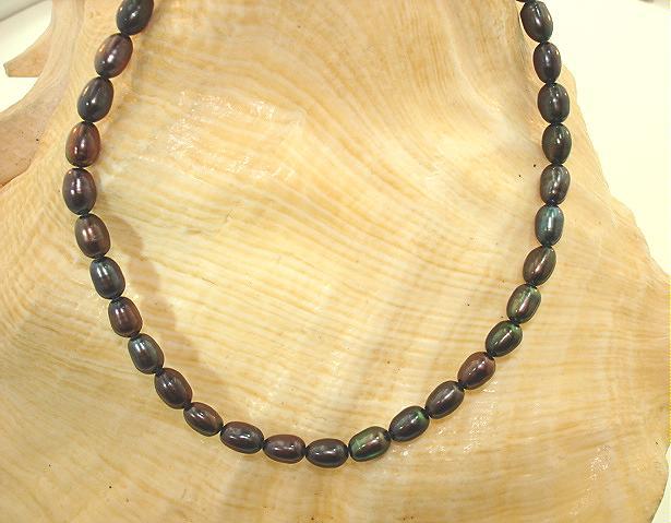 4.5MM 1-STRAND CULTURED FRESHWATER BLACK PEACOCK OVAL PEARL ANKLET 9″-11″ YP #1