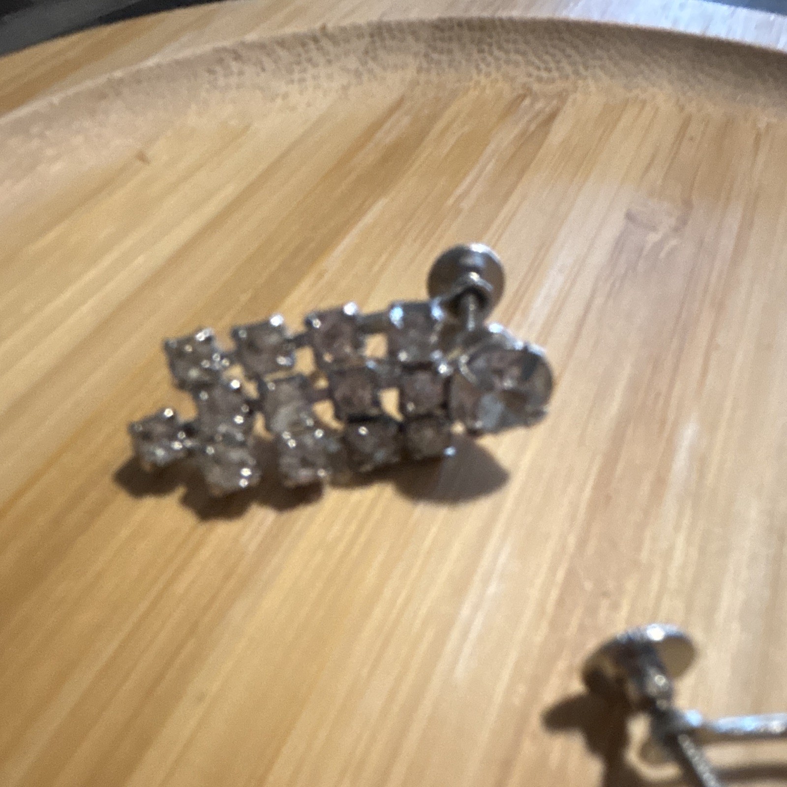 VTG Estate Silver Tone Clear Crystal Rhinestone Dangle Screw Back Earrings