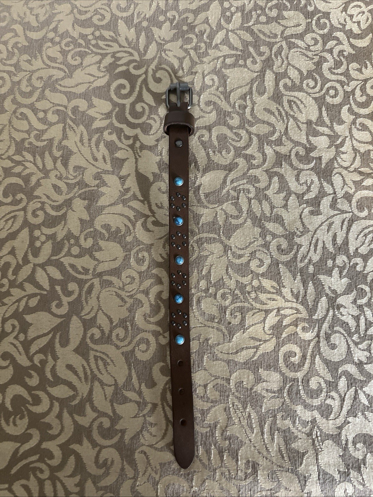 Cowhide Leather Turquoise Studded Western Cuff Bracelet Boho Cowgirl Rodeo
