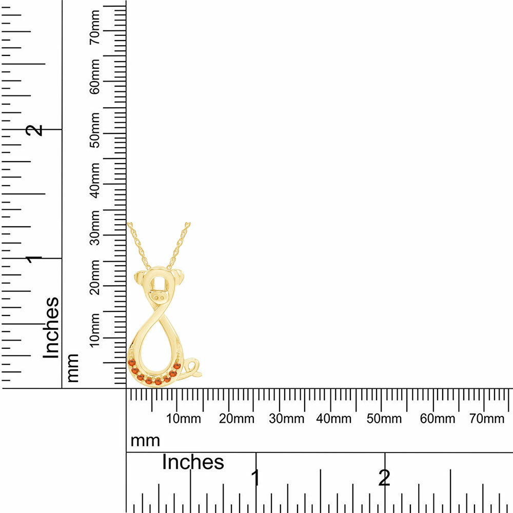 Pig Infinity Pendant Necklace Simulated Citrine 14K Yellow Gold Plated Sterling