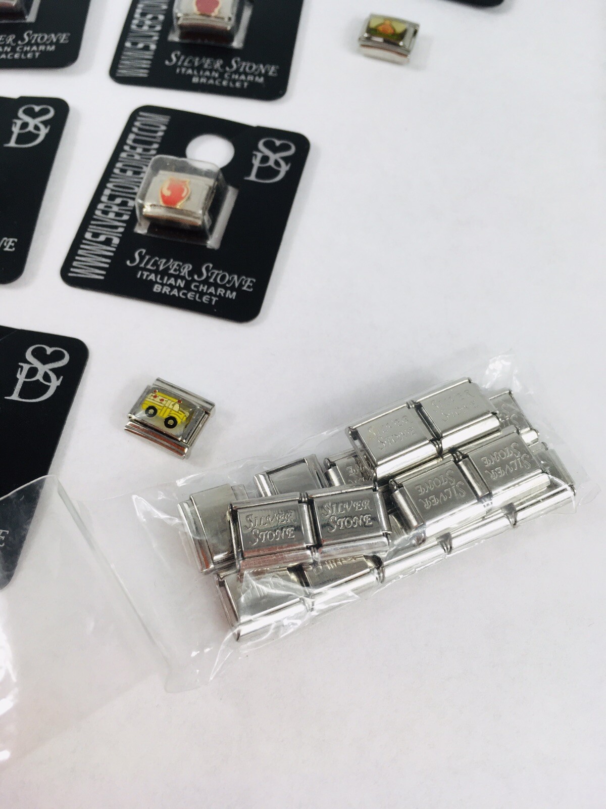 Italian Modular Charm Bracelet Lot 28 Link 9mm Teacher Apple School Stainless