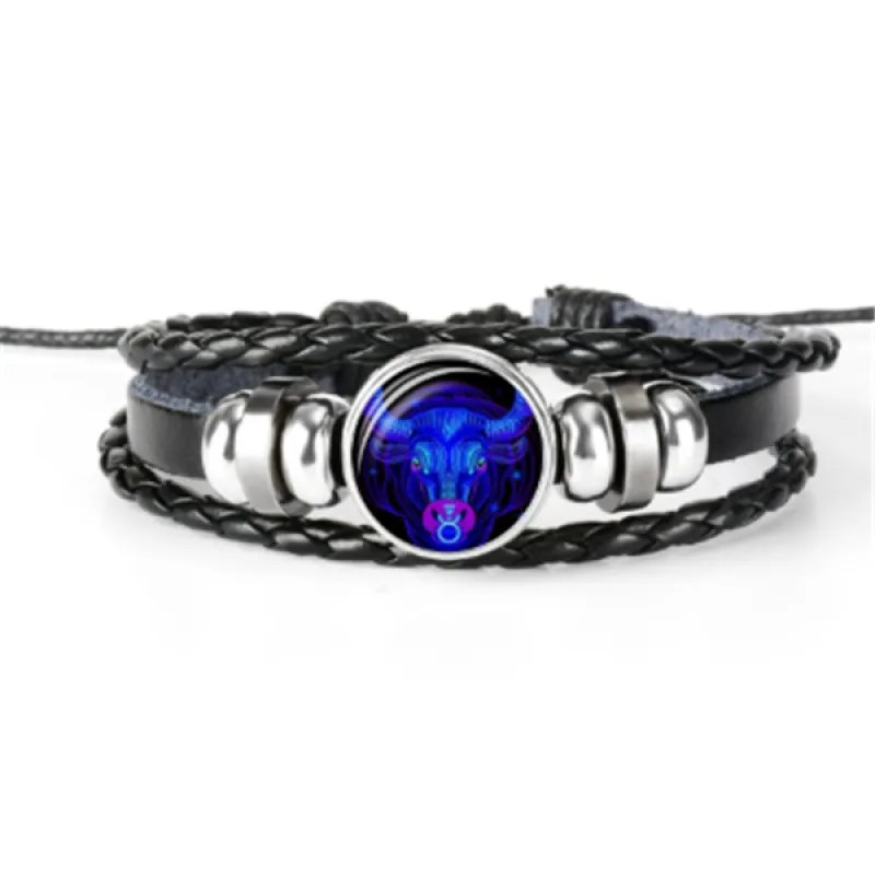 12 Zodiac Constellation Bracelet Luminous Braided Adjustable Men Women Kids