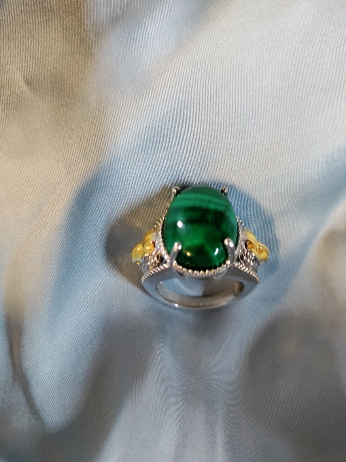 Karis African Malachite Solitaire Ring in 18K YG Plated (Size 7.0) 16.50 ctw #13