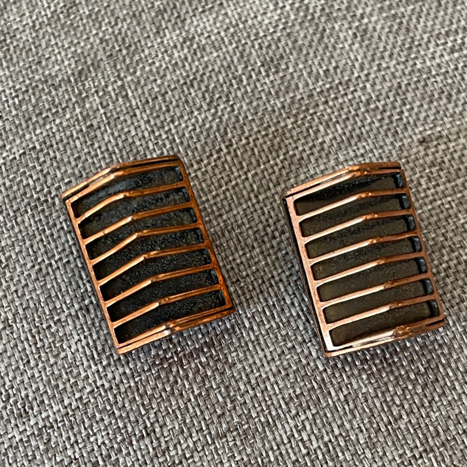 .75″ Pair of Mid Century Copper Renoir Signed Clip Earrings