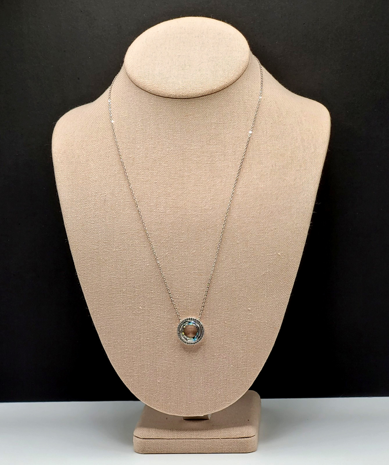 Cosmic Ring Swarovski Elements Crystal Center w Rhinestones 925 Silver Necklace