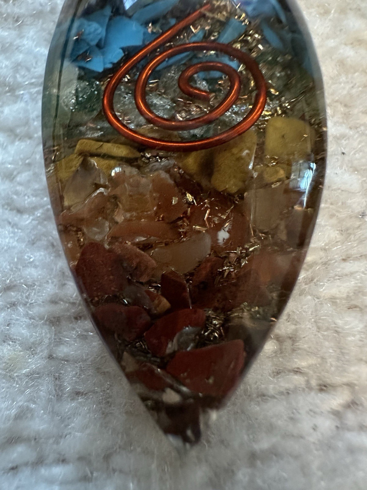 Orgonite Pendant Resin Crystal Metal Navette Shaped