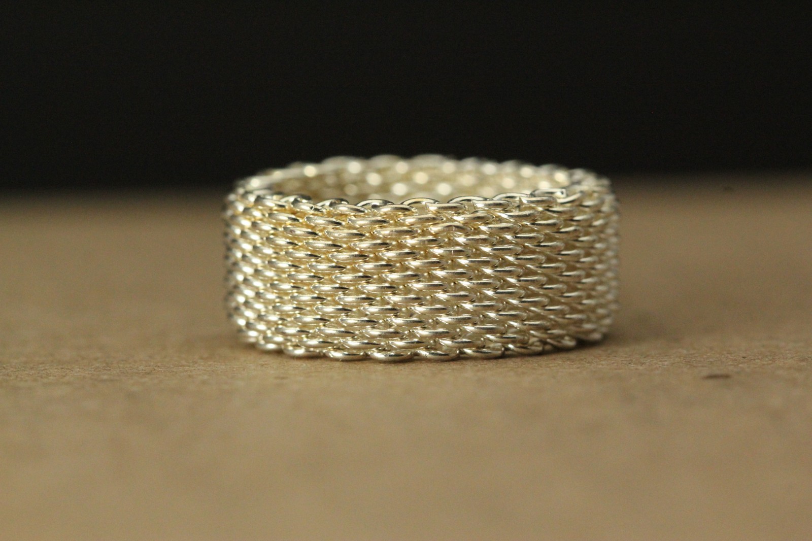 925 Sterling Silver Woven ? “Mail” Size 6.75 Ring 5.6 Grams (RIN9471)