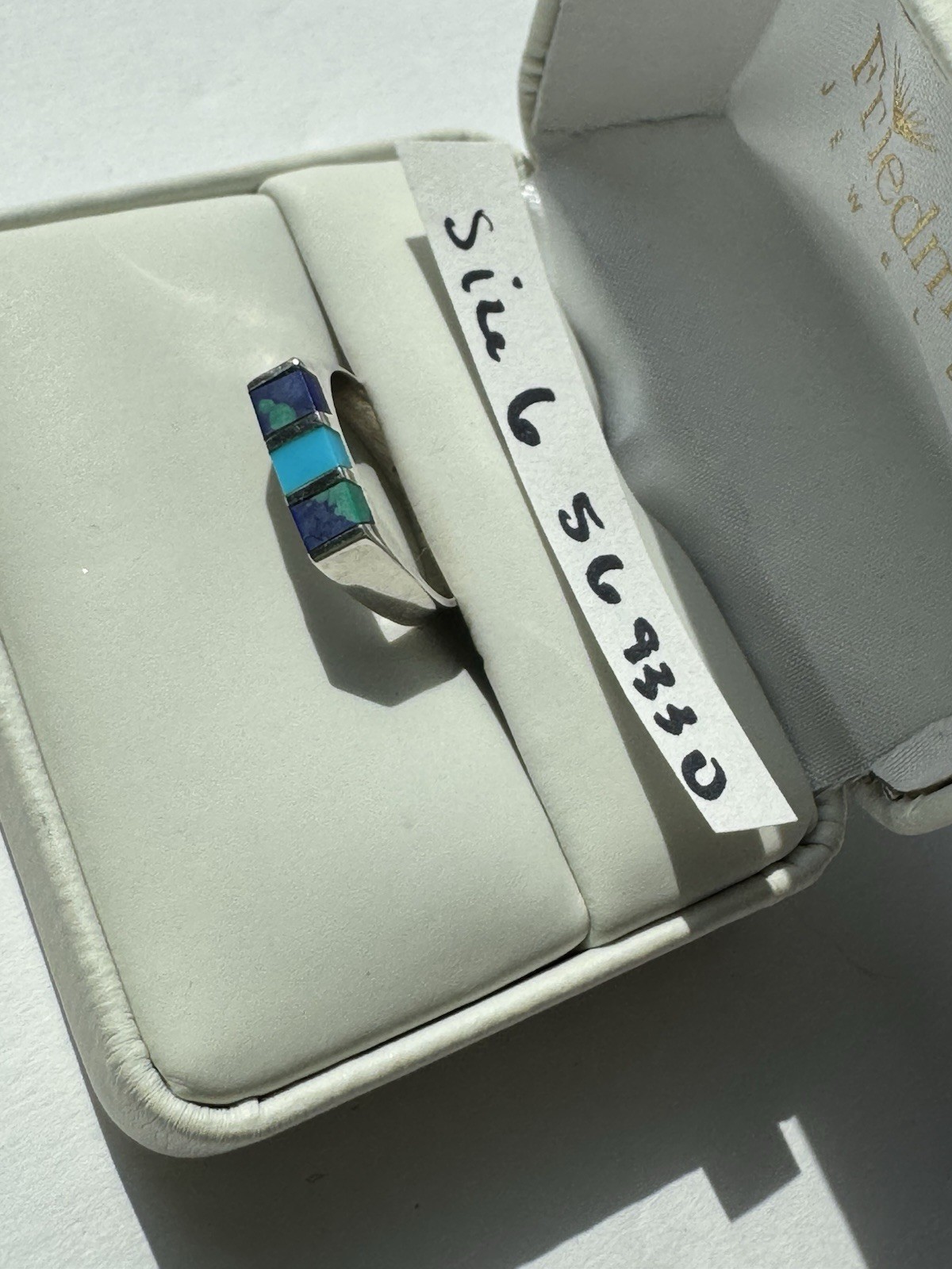 NIB .925 WOMEN’S STERLING SILVER Blue/ Green Azurite Stones RING SIZE 6 (#932)