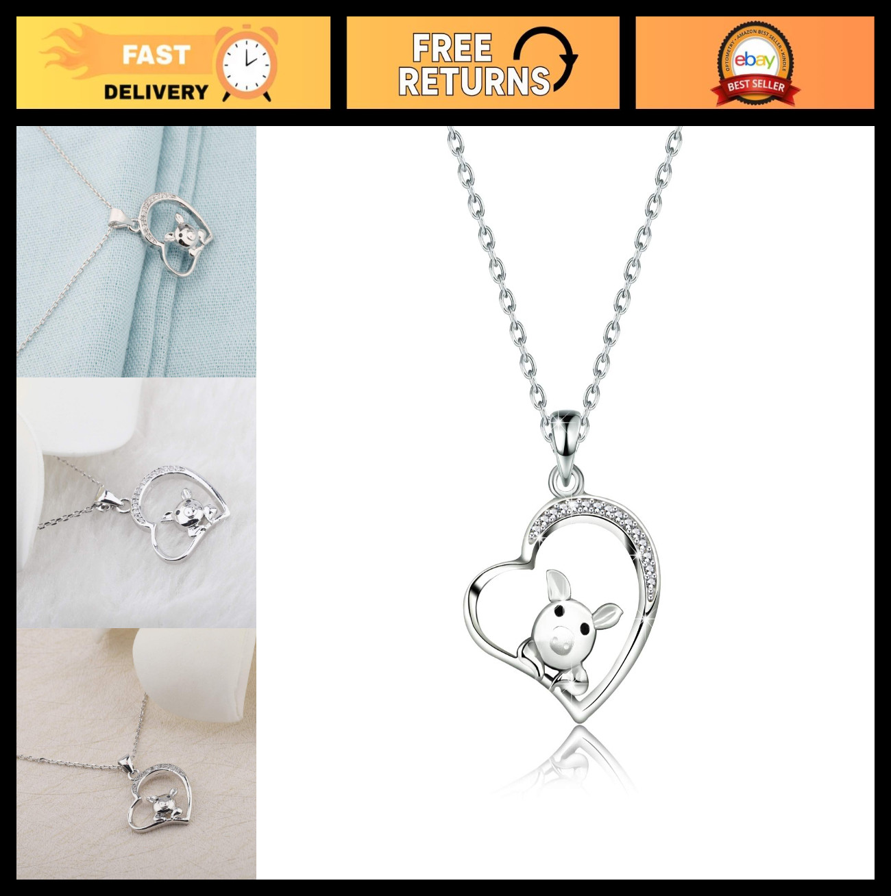 Pig Heart Pendant Necklace – Cute Friend Not Food Jewelry for Pig Lovers