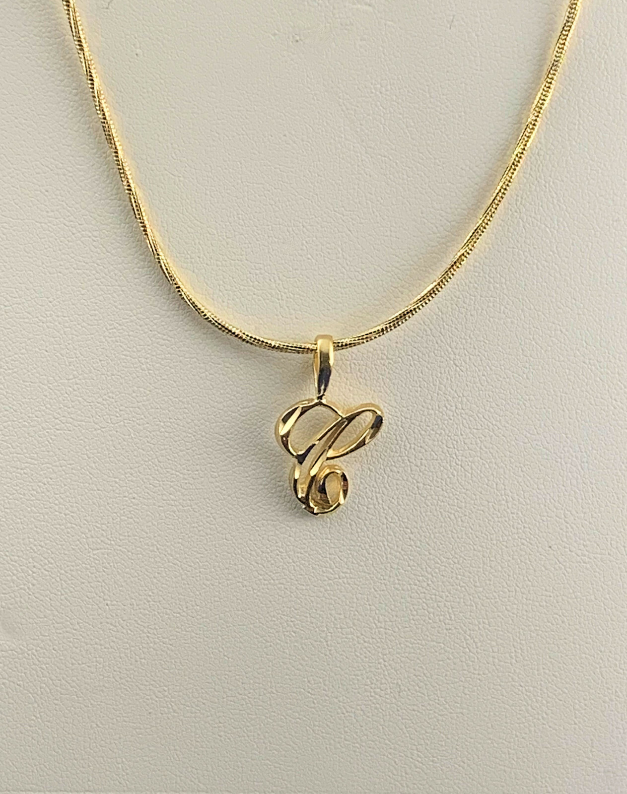 Initial Letter “C” Pendant Necklace 24k Gold Plated 18″ Snake Chain